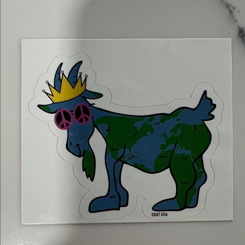 GOAT USA Crowned Peace Sign Goat Sticker - Blue & Green